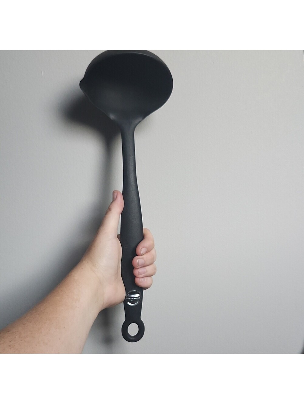 KitchenAid Black Plastic Ladle Serving Utensil w/ Hanging Loop, Matte Finish